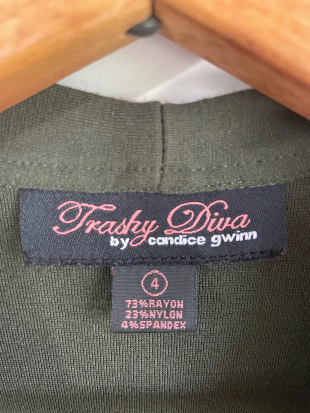 Trashy Diva by Candace Gwinn Olive Green V-Neck Cap Sleeve Midi Jenny Dress Sz 4 - Picture 2 of 12